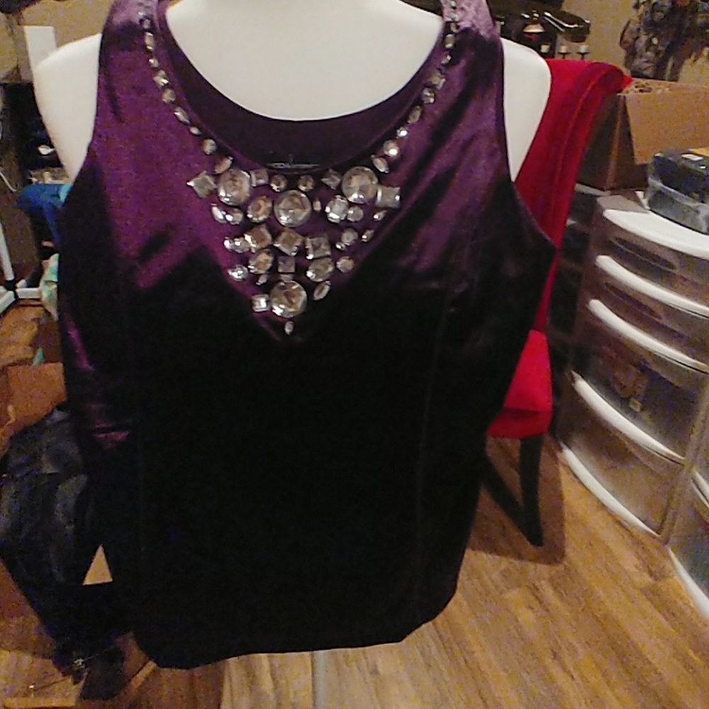 Silk top with rhinestones